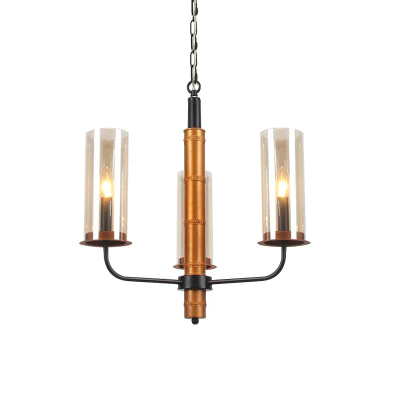 Grey Glass Tubular Chandelier Lighting Modernist 3/5/6 Lights Living Room Pendant Lamp Kit In Gold