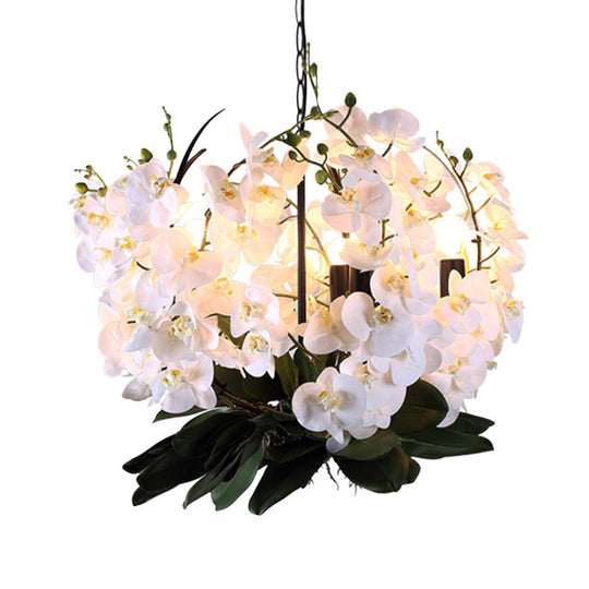 Viola - White Magnolia Metal Pendant Chandelier Factory 5 Lights Dining Room Hanging Light In