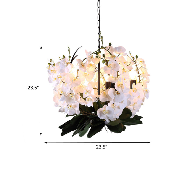 Viola - White Magnolia Metal Pendant Chandelier Factory 5 Lights Dining Room Hanging Light In