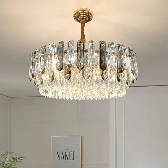 Modern 9 Heads Crystal Round Living Room Chandeliers