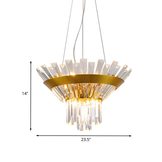 Postmodern Rectangular - Cut Crystal Chandelier Light In Gold For Dining Living Room