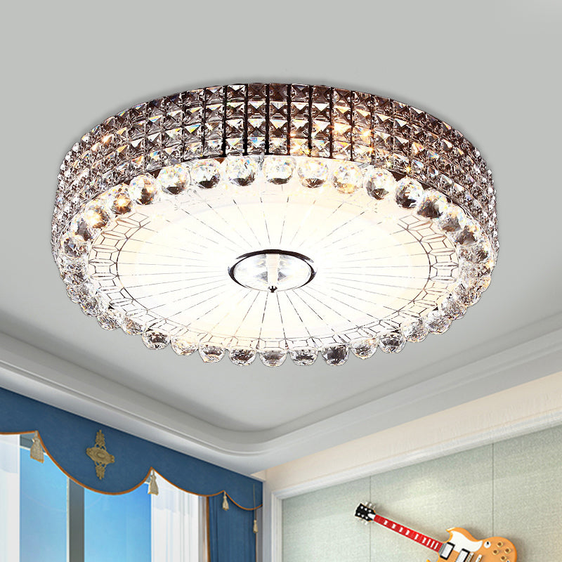 Crystal Beveled Flush Mount Led Ceiling Light In Silver/Gold 16/23.5 Inch Dia Silver / 16’