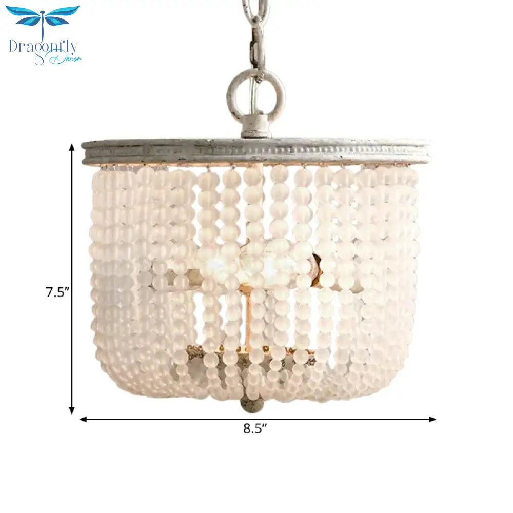 8.5’/14’ Wide Rustic Rounded Chandelier 2 Lights Crystal Suspension Lighting Fixture In White