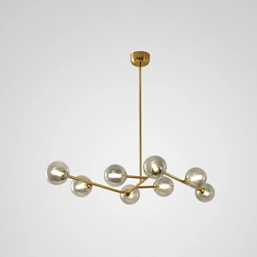 8 - Light Brass Finish Molecular Chandelier With Glass Ball Shades For Simple Yet Elegant