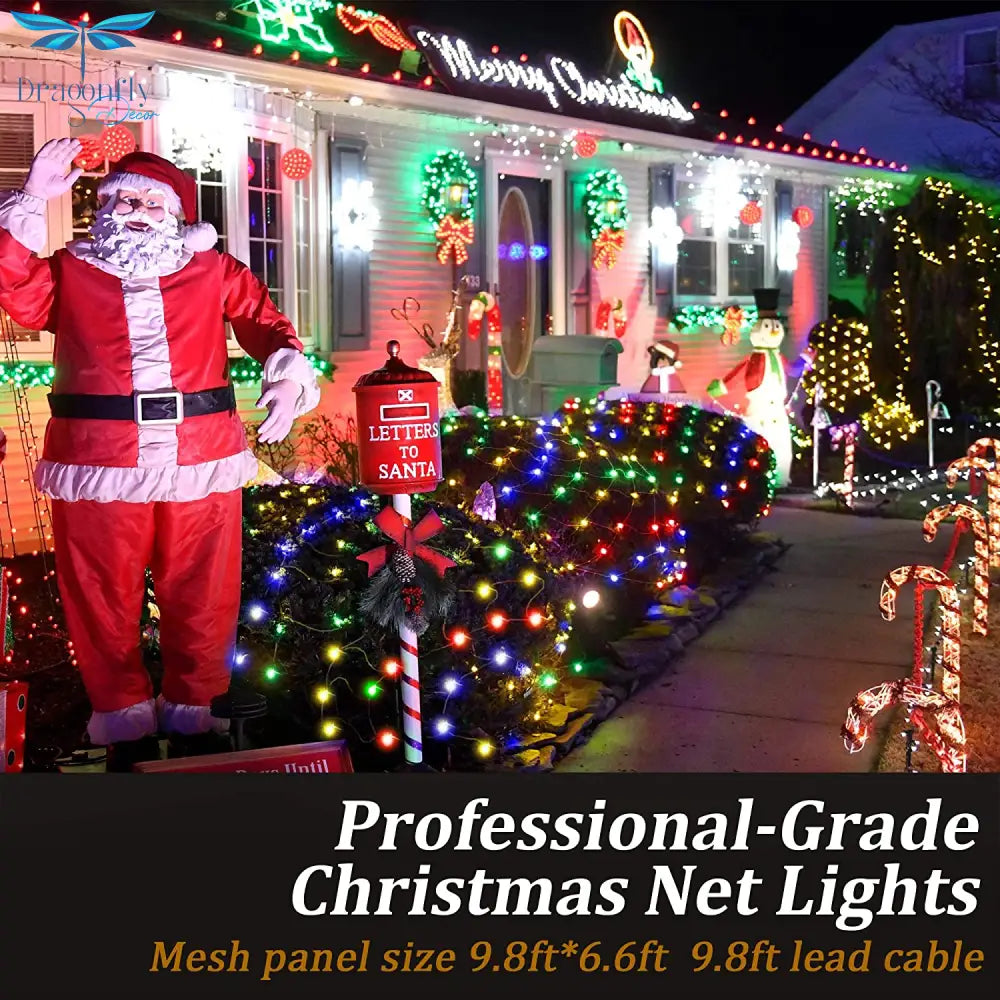 8 Modes Solar Power Led Net Curtain Light Mesh Fairy String Light Christmas New Year Decoration
