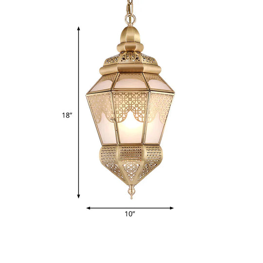 Brass 2 Lights Hanging Ceiling Light Arab Style Metal Lantern Chandelier Lighting For Coffee Shop