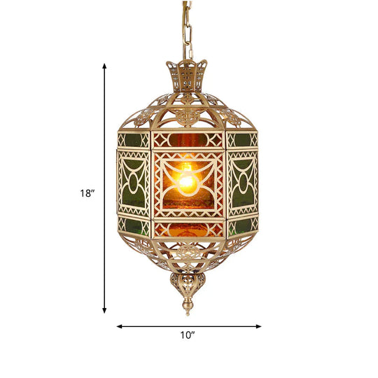 Brass 2 Heads Chandelier Arab Style Metallic Lantern Pendant Lighting Fixture For Restaurant
