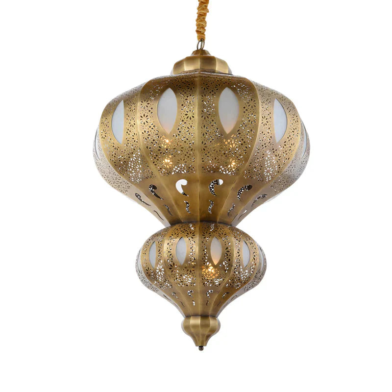 Brass 8 Heads Hanging Pendant Light Arab Meta Gourd Shape Chandelier Lighting Fixture