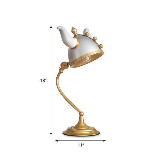 Florine - Gray Ox Horn Helm Shape Study Lamp: Modern Single Bulb Task Light With