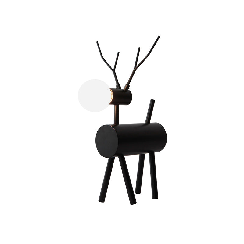 Cursa - Black Metal Deer Nightstand Lamp With Plug - In Cord Creative Bedroom