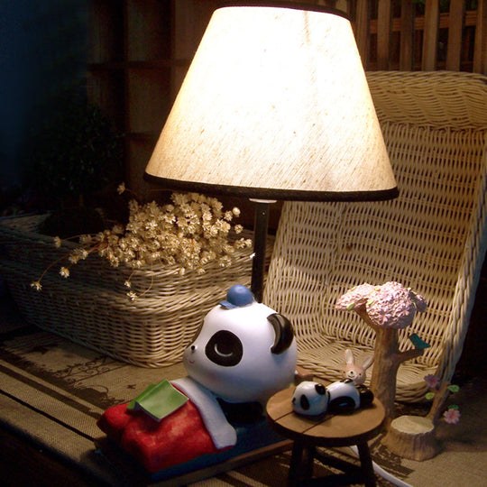 Brielle - Panda Sleeping Bear Resin Table Light Cartoon 1 Head Black - White Nightstand Lamp With