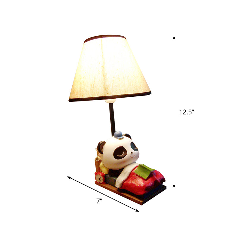 Brielle - Panda Sleeping Bear Resin Table Light Cartoon 1 Head Black - White Nightstand Lamp With