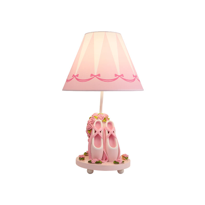 Bailey - Ballet Shoes Girl’s Bedside Night Lamp Resin 1 Head Kids Style Table Light With Cone