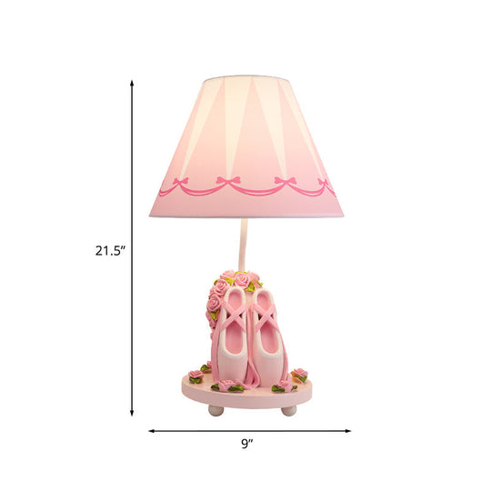 Bailey - Ballet Shoes Girl’s Bedside Night Lamp Resin 1 Head Kids Style Table Light With Cone