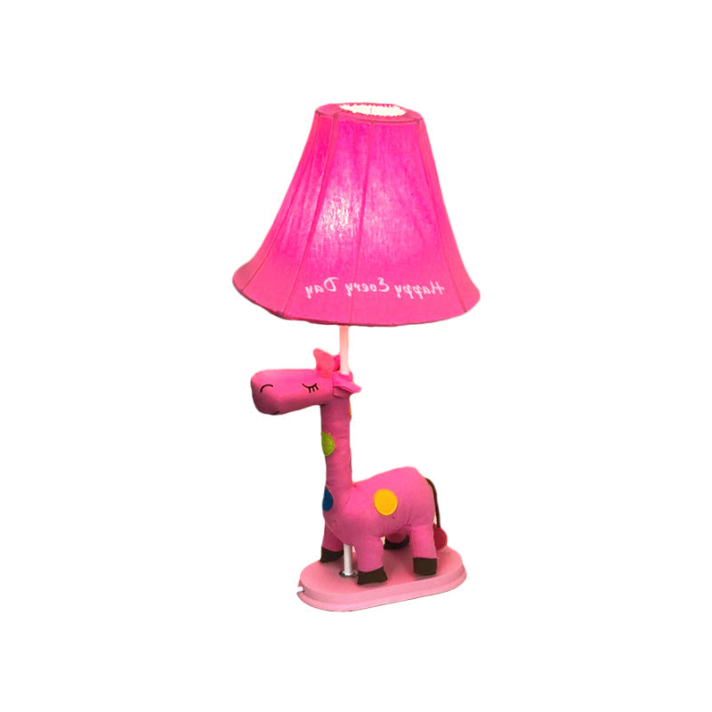 Addison - Giraffe Flared Script - Print Fabric Table Lighting Kids Single - Bulb Yellow/Blue/Pink