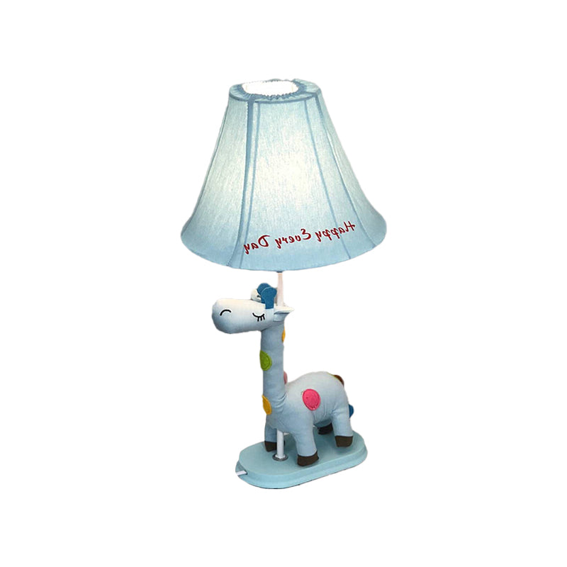 Addison - Giraffe Flared Script - Print Fabric Table Lighting Kids Single - Bulb Yellow/Blue/Pink