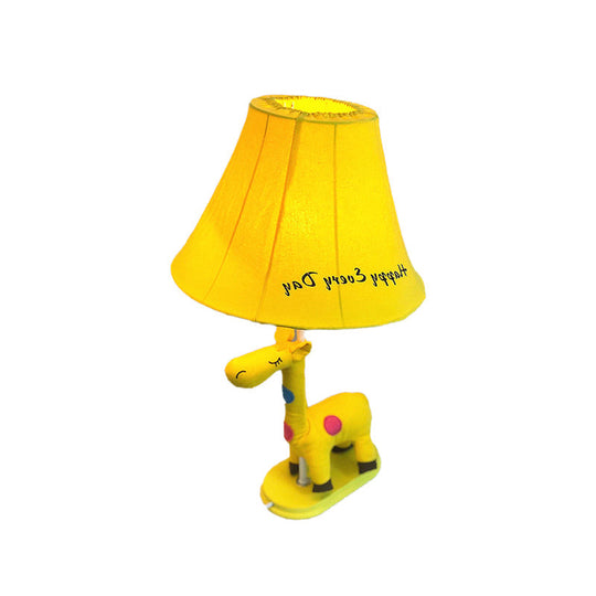 Addison - Giraffe Flared Script - Print Fabric Table Lighting Kids Single - Bulb Yellow/Blue/Pink