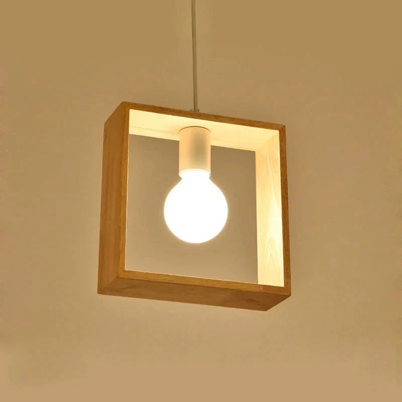 Simple Restaurant Chandelier Solid Wood B / No Bulb Pendant