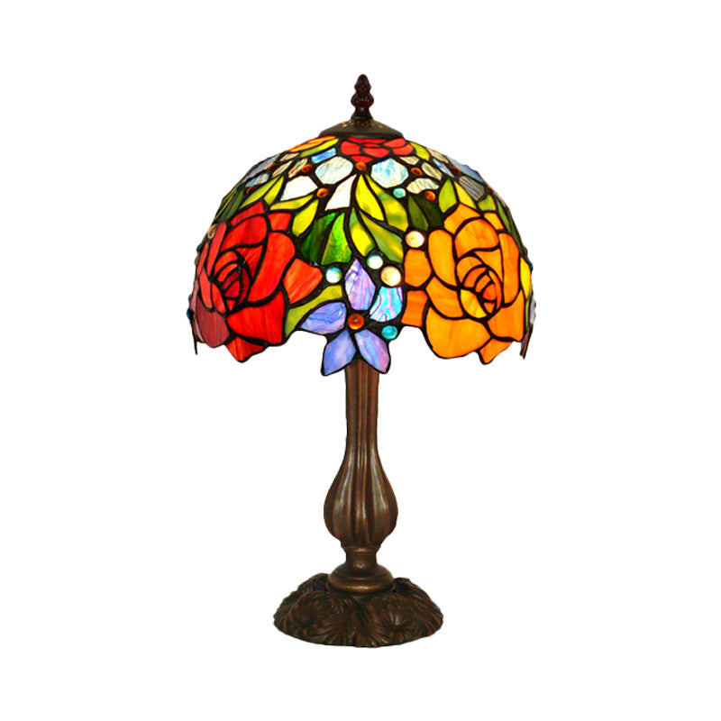 Maria - Victorian Blossom Table Lamp Multicolored Stained Glass Night Stand