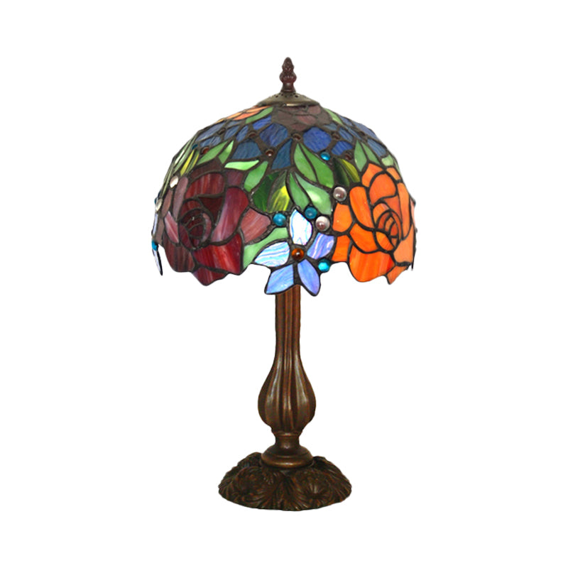 Maria - Victorian Blossom Table Lamp Multicolored Stained Glass Night Stand