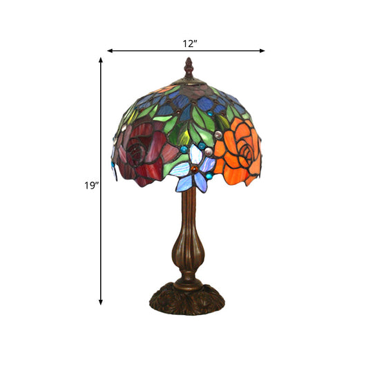 Maria - Victorian Blossom Table Lamp Multicolored Stained Glass Night Stand