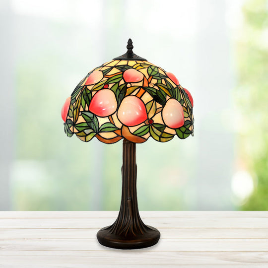 Pauline - Peach Stained Glass Night Lamp: Tiffany - Style Coffee Table Light