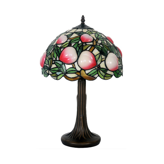 Pauline - Peach Stained Glass Night Lamp: Tiffany - Style Coffee Table Light