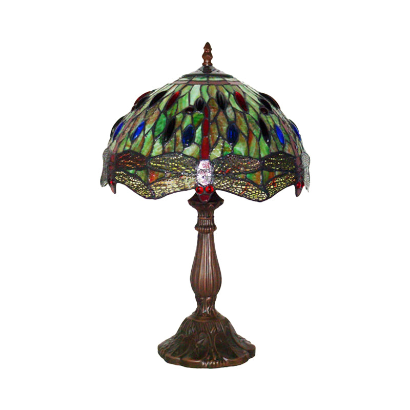 Odette - 1 - Bulb Tiffany Bronze Dragonfly Table Lamp: Elegant Lounge Night Light