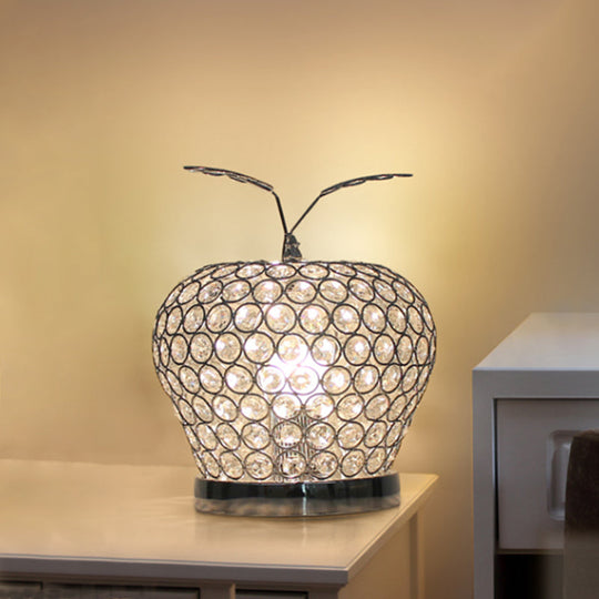 Caterina - Modern Crystal Apple Night Stand Lamp Creative 1 - Light Hotel Table Lighting In Silver