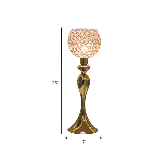 Kastra - Gold Curvaceous Nightstand Light Traditional Metal 1 Bulb Bedroom Table Lamp With Open Top