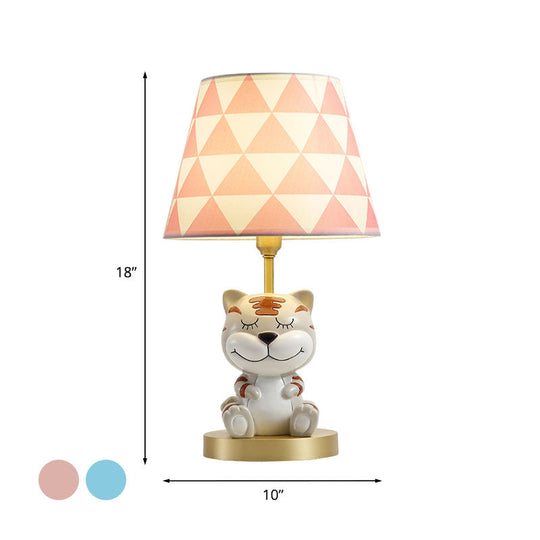 Edasich - Kids’ Conical Triangle - Print Fabric Table Light Kids Single Bulb Pink/Blue Night
