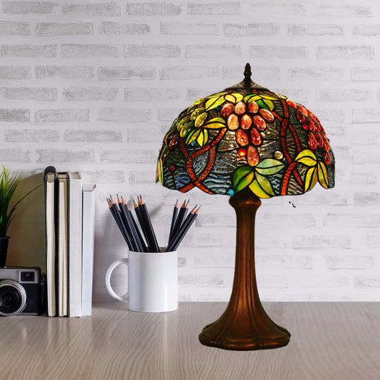 Zoey - Tiffany Coffee Half - Globe Table Lamp Style 1 - Light Stained Glass Nightstand Light With