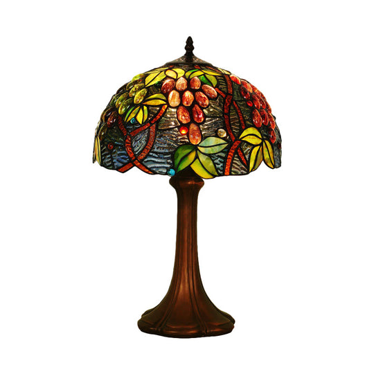 Zoey - Tiffany Coffee Half - Globe Table Lamp Style 1 - Light Stained Glass Nightstand Light With