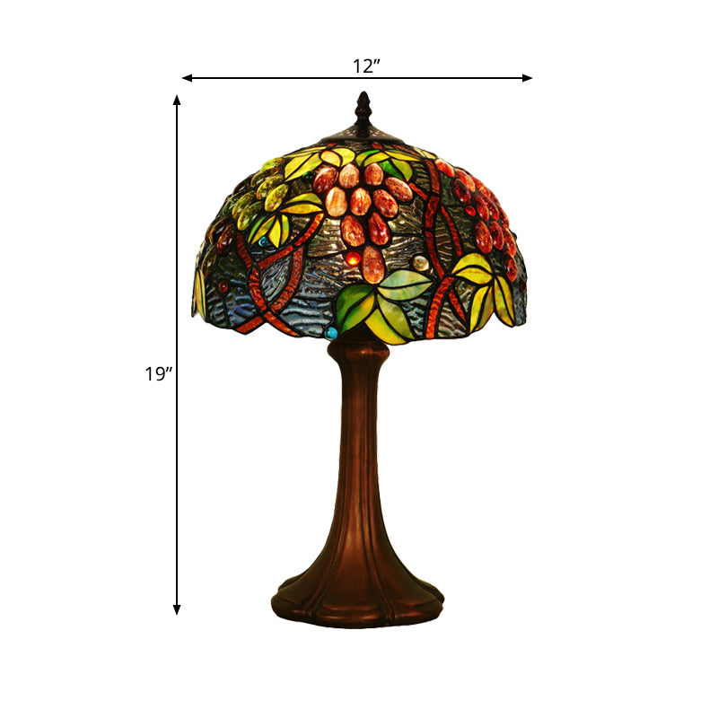 Zoey - Tiffany Coffee Half - Globe Table Lamp Style 1 - Light Stained Glass Nightstand Light With