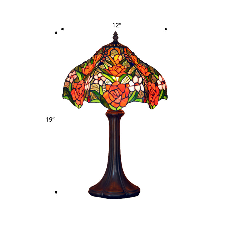 Brianna - Tiffany Stained Glass Coffee Table Lamp: Ridged Shade Night Light With