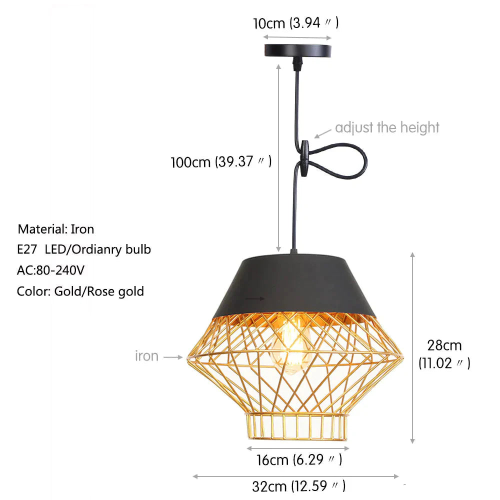 Retro Industrial Creative Iron Hanging Lamps E27 Pendant Lights For Living Room Bedroom Bedside