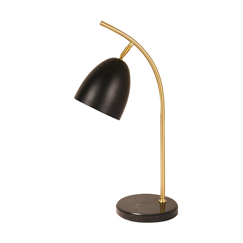 Léonie - Modern 1 Bulb Night Table Light With Metal Shade White/Black Finish Bell Shape Desk Lamp