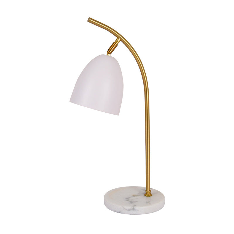 Léonie - Modern 1 Bulb Night Table Light With Metal Shade White/Black Finish Bell Shape Desk Lamp