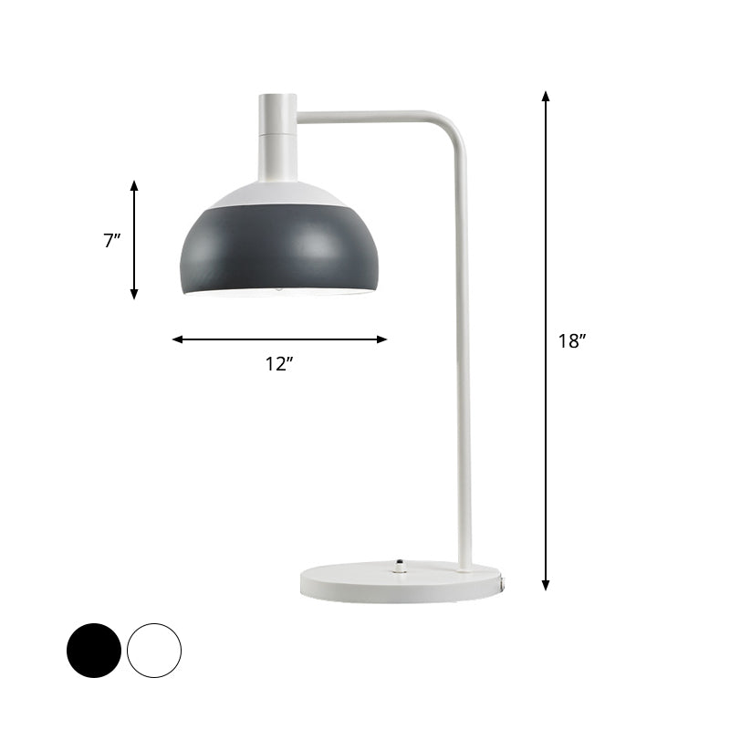 Noémie - Modern Metallic Domed Reading Book Light Minimalist 1 Head White/Black Finish Table Lamp