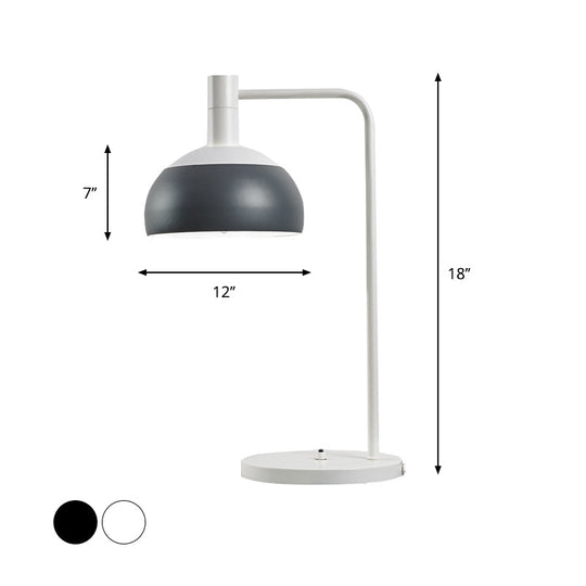 Noémie - Modern Metallic Domed Reading Book Light Minimalist 1 Head White/Black Finish Table Lamp