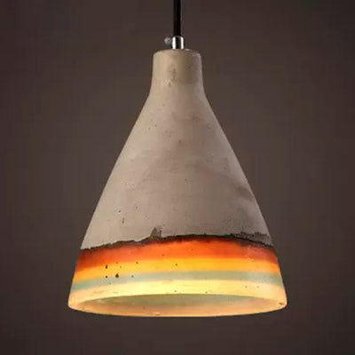 Mã©Lodie - Vintage Dark Blue/Light Blue/Orange Conic Pendant Light Antique Style Cement 1 Head