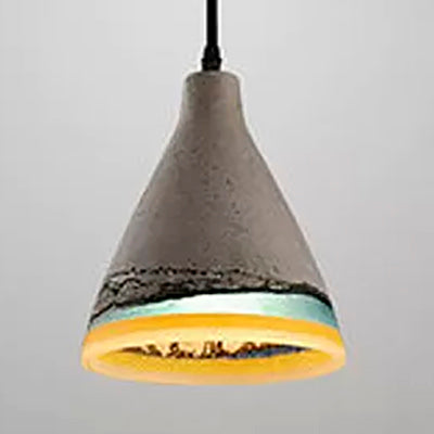 Mã©Lodie - Vintage Dark Blue/Light Blue/Orange Conic Pendant Light Antique Style Cement 1 Head