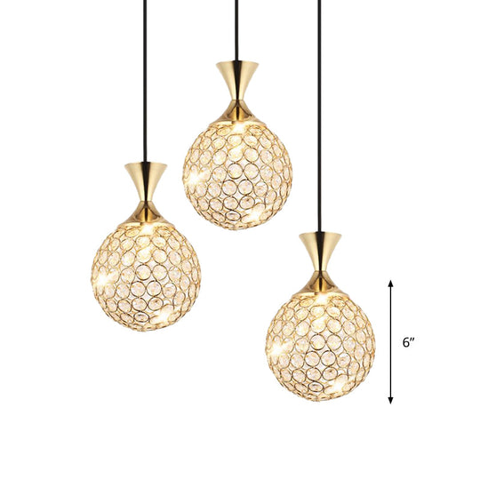 Modern Cluster Pendant Gold Cut Crystal Hanging Ceiling Light For Dining Room Lighting