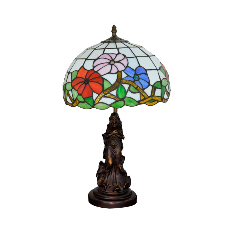 Penelope - Bronze Beauty Nightstand Light Tiffany Table Lamp Floral Pink/Purple