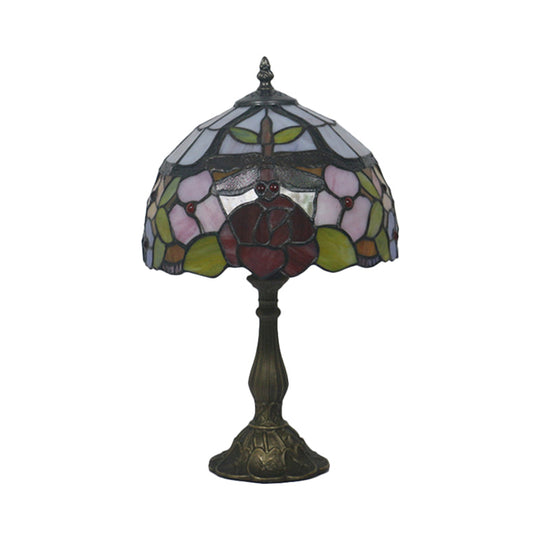 Rachele - Bronze Domed Task Lighting Mediterranean Table Lamp 1 Light Stained