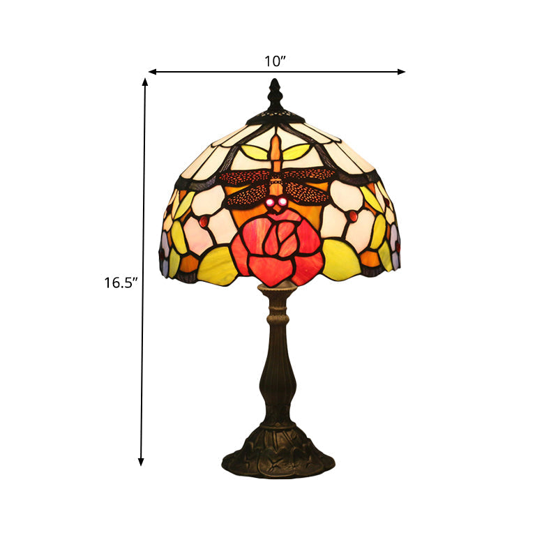 Rachele - Bronze Domed Task Lighting Mediterranean Table Lamp 1 Light Stained