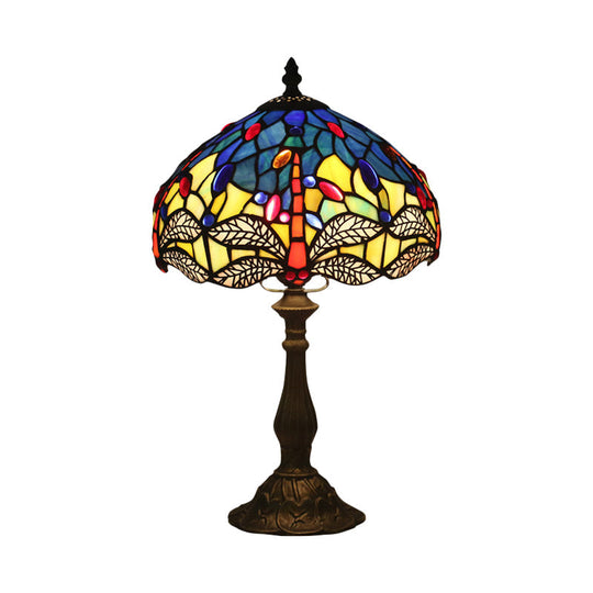 Hélène - Baroque Dragonfly Task Lamp 1 Head Hand Cut Glass Night Table Light In Bronze For Bedroom