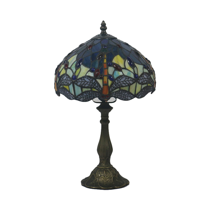 Hélène - Baroque Dragonfly Task Lamp 1 Head Hand Cut Glass Night Table Light In Bronze For Bedroom