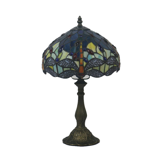 Hélène - Baroque Dragonfly Task Lamp 1 Head Hand Cut Glass Night Table Light In Bronze For Bedroom