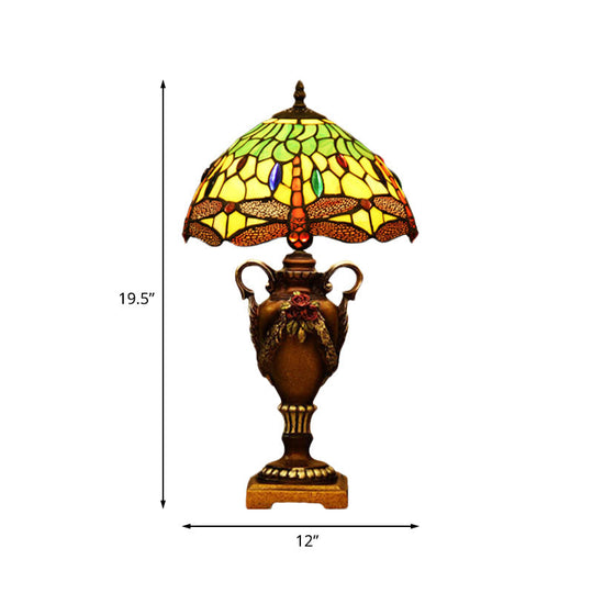 Giennah - Victorian Bowl Shape Desk Light Stained Art Glass Trophy Lamp